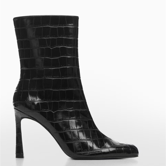 Mango Shoes - Mango COCO LEATHER-EFFECT HEELED
ANKLE BOOTS, Size 11, Black